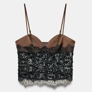 NWT Zara Combined Sequin Corset Top